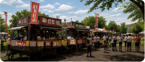 フードイベントでのターポリン看板・横断幕の活用イメージ